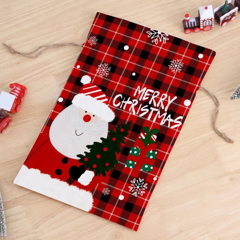 Christmas Santa Claus Letter Linen Party Gift Bags 1 Piece