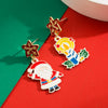 Christmas Series Alloy Earrings With Santa Claus Snowman Bow Dripping Oil Design For Women