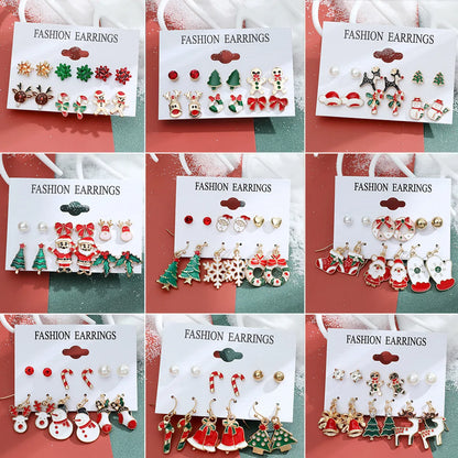 Christmas Plating Alloy No Inlaid Earrings Ear Studs