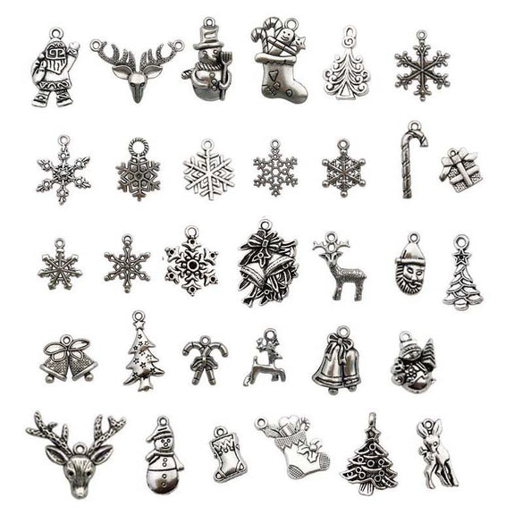 Christmas Silver Alloy Cartoon Accessories Necklace And Bracelet Pendants Electroplated