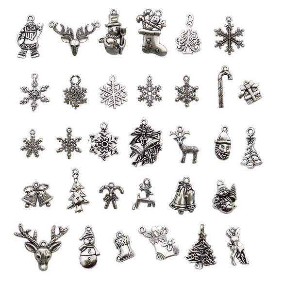 Christmas Silver Alloy Cartoon Accessories Necklace And Bracelet Pendants Electroplated