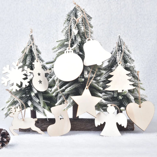 Christmas Simple Style Classic Style Christmas Tree Heart Shape Wood Holiday Festival Hanging Ornaments Decorative Props