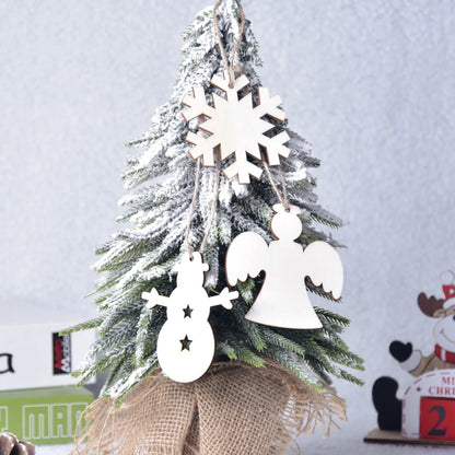 Christmas Simple Style Classic Style Christmas Tree Heart Shape Wood Holiday Festival Hanging Ornaments Decorative Props