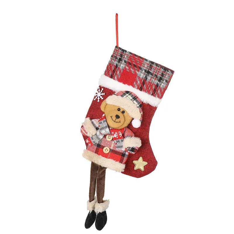 Christmas Simple Style Santa Claus Christmas Socks Deer Cloth Party Festival Hanging Ornaments