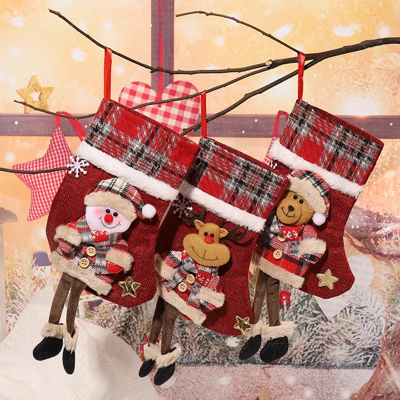 Christmas Simple Style Santa Claus Christmas Socks Deer Cloth Party Festival Hanging Ornaments