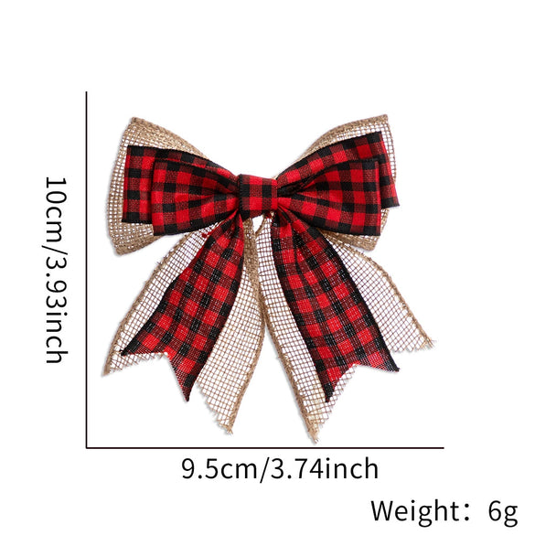 Christmas Small Double Layer Bow Gift Box Decoration Plaid Bow