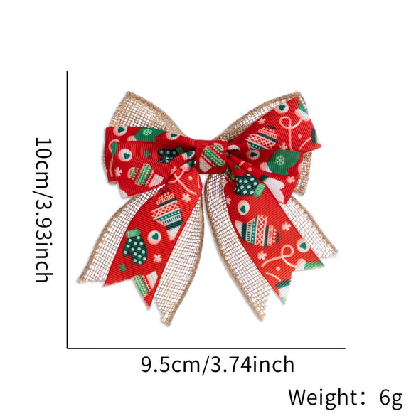 Christmas Small Double Layer Bow Gift Box Decoration Plaid Bow