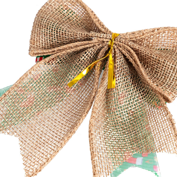 Christmas Small Double Layer Bow Gift Box Decoration Plaid Bow