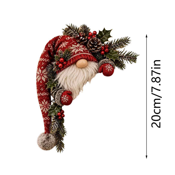 Christmas Snowman Door Frame Hanging Decoration Printed Boxwood Cartoon Ornament With Snowflakes And Pine Needle Details