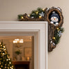 Christmas Snowman Door Frame Hanging Decoration Printed Boxwood Cartoon Ornament With Snowflakes And Pine Needle Details