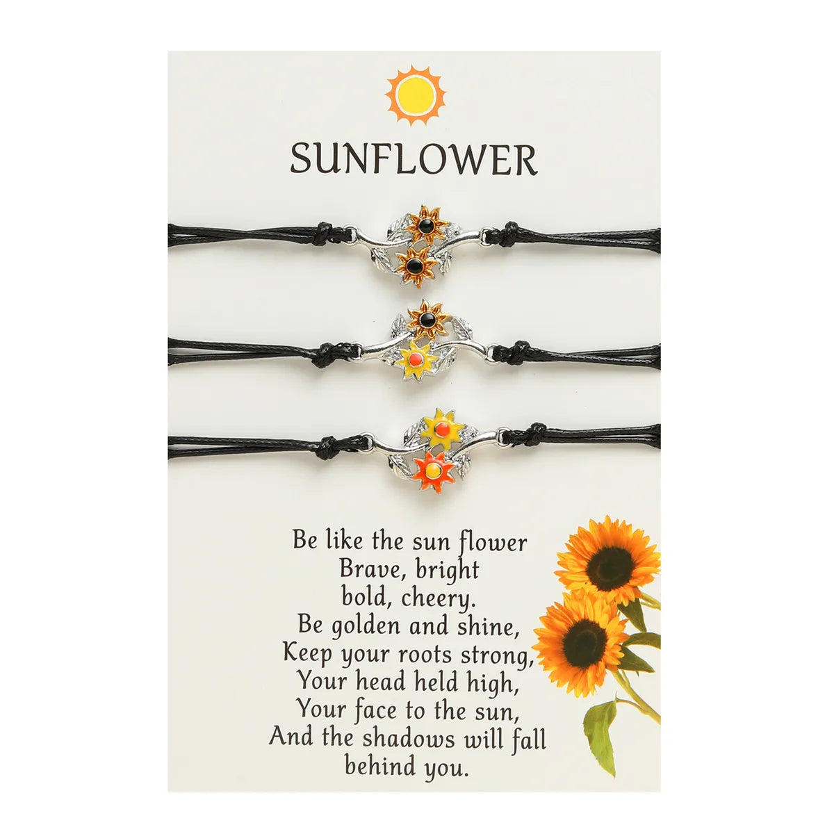 Christmas Sweet Pastoral Sunflower Flower Alloy Nylon Enamel Plating Unisex Bracelets