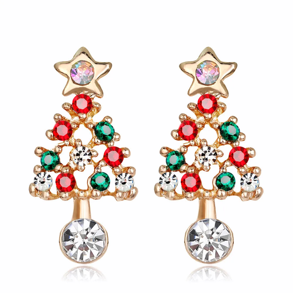 Christmas Tree Alloy Plating Rhinestones Women'S Drop Earrings 1 Pair