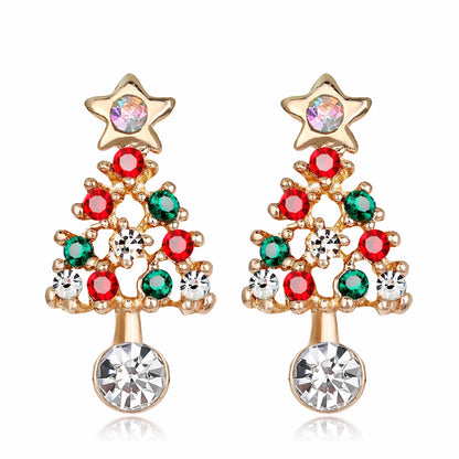 Christmas Tree Alloy Plating Rhinestones Women'S Drop Earrings 1 Pair