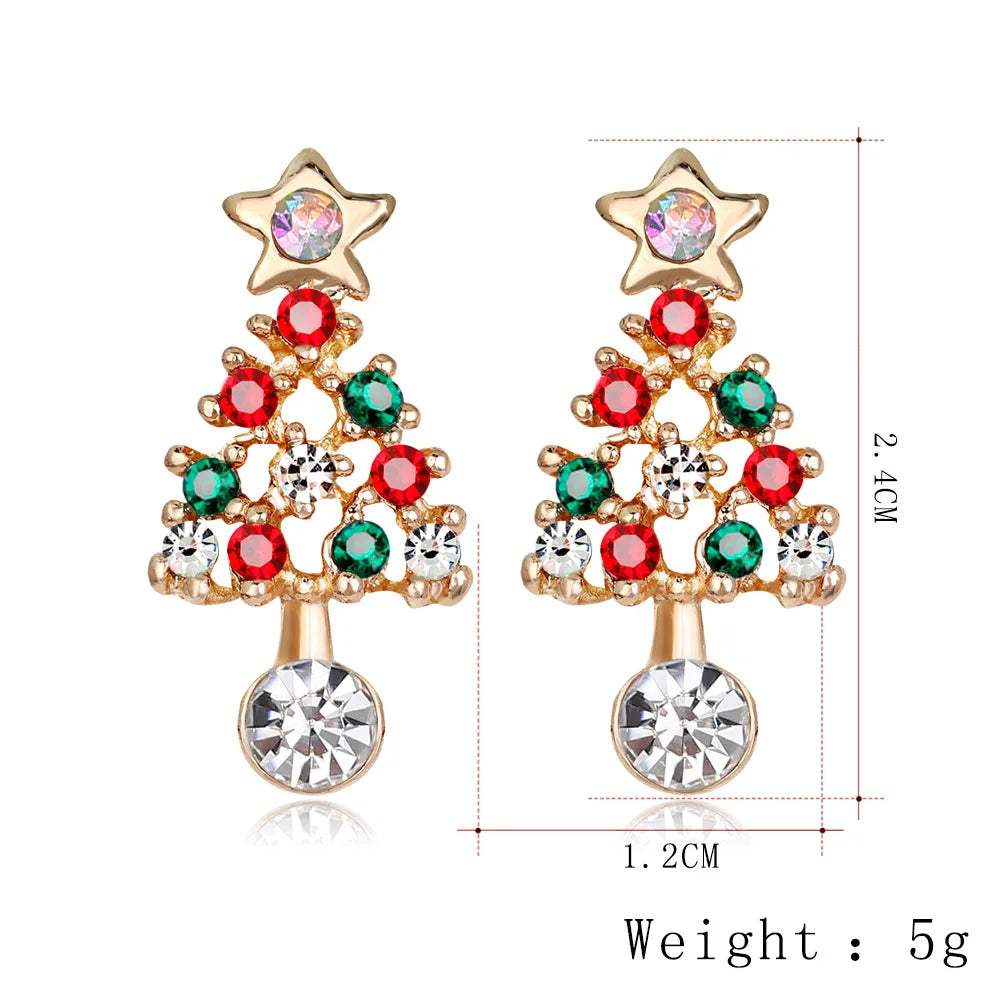 Christmas Tree Alloy Plating Rhinestones Women'S Drop Earrings 1 Pair