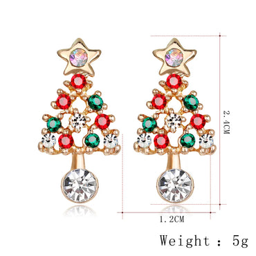 Christmas Tree Alloy Plating Rhinestones Women'S Drop Earrings 1 Pair