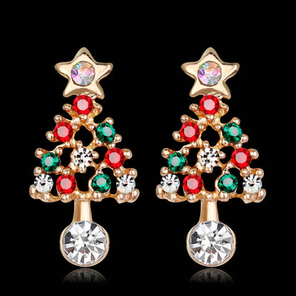 Christmas Tree Alloy Plating Rhinestones Women'S Drop Earrings 1 Pair