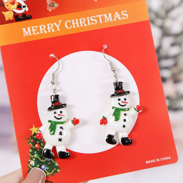 Christmas Tree Snowflake Earrings Plastic Alloy