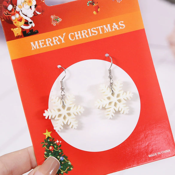 Christmas Tree Snowflake Earrings Plastic Alloy