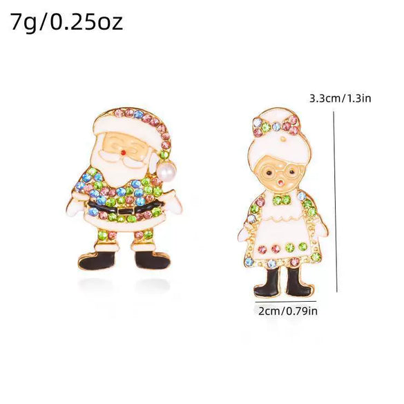 Christmasthemed Electroplated Alloy Drop Earrings With Rhinestone Snowman Reindeer And Gingerbread Motifs