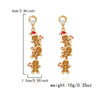 Christmasthemed Electroplated Alloy Drop Earrings With Rhinestone Snowman Reindeer And Gingerbread Motifs