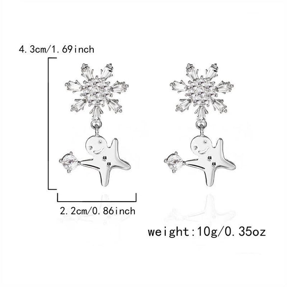 Christmasthemed Electroplated Alloy Drop Earrings With Rhinestone Snowman Reindeer And Gingerbread Motifs