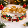 Christmasthemed Oil Drip Alloy Elastic Bracelet With Geometric Holiday Charms For Women And Men