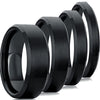 Classic Black Tungsten Steel Ring With Goldplated Geometric Design And Sand Chamfered Finish For Unisex Wear