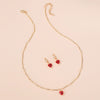 Classic Crystal Zircon Love Heart Pattern Glass And Copper Jewelry Necklace Earrings Set For Women