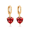 Classic Crystal Zircon Love Heart Pattern Glass And Copper Jewelry Necklace Earrings Set For Women