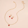 Classic Crystal Zircon Love Heart Pattern Glass And Copper Jewelry Necklace Earrings Set For Women