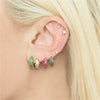 Classic Cshaped Luxury Full Diamond Geometric Colorful Dense Nail Wide Hoop Ear Bone Clip Earrings Copper Electroplated For Women