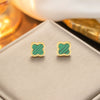 Classic Fourleaf Clover Titanium Steel Stud Earrings For Women With Electroplating And Flower Pattern