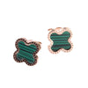 Classic Fourleaf Clover Titanium Steel Stud Earrings For Women With Electroplating And Flower Pattern