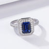 Classic Geometric Cultivated Emerald Women's Vintage Ring 925 Silver