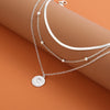 Classic Gold Beads Flat Snake Chain Disc Three Layer Women's Necklace In Alloy With Electroplating And Round Pattern