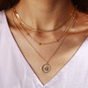 Classic Gold Beads Flat Snake Chain Disc Three Layer Women's Necklace In Alloy With Electroplating And Round Pattern