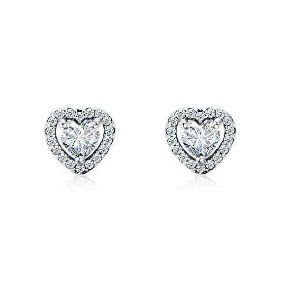 Classic Heartshaped Microinlaid 925 Sterling Silver Earrings For Women