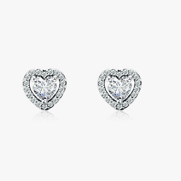 Classic Heartshaped Microinlaid 925 Sterling Silver Earrings For Women