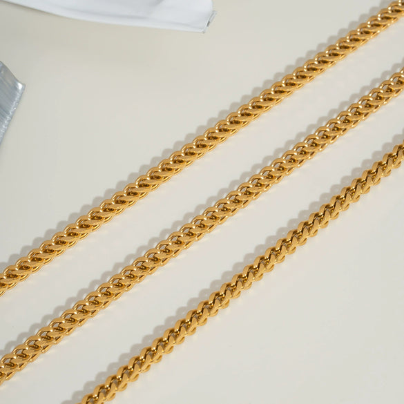 Classic Keel Chain Necklace And Bracelet Set In Stainless Steel With Pvd Furnace Vacuum Real Gold Plating
