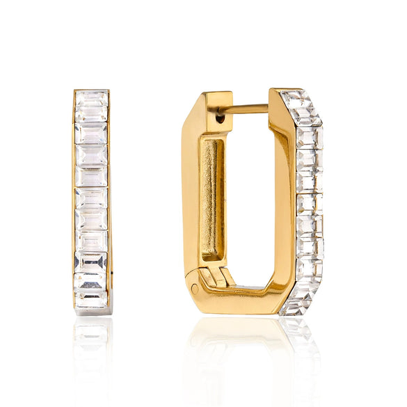 Classic Light Luxury Geometric Ushaped Stainless Steel Electroplated Zircon Earrings For Women