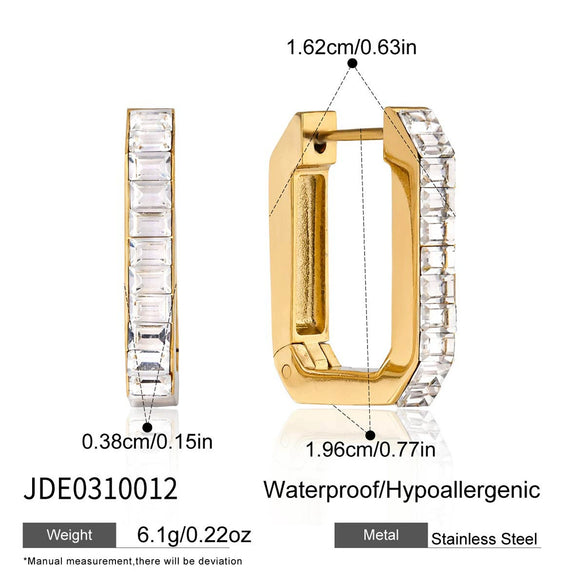 Classic Light Luxury Geometric Ushaped Stainless Steel Electroplated Zircon Earrings For Women