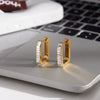 Classic Light Luxury Geometric Ushaped Stainless Steel Electroplated Zircon Earrings For Women