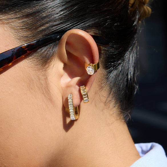 Classic Light Luxury Geometric Ushaped Stainless Steel Electroplated Zircon Earrings For Women