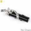 Classic Natural Stone Crystal Column Pendant Necklace Copper Electroplated Minimalist Totem Dragon Design Jewelry For Men And Women