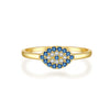 Classic S925 Sterling Silver Devil's Eye Blue Stone Ring Retro Stacked Jewelry Electroplated Platinum 18K Gold Unisex