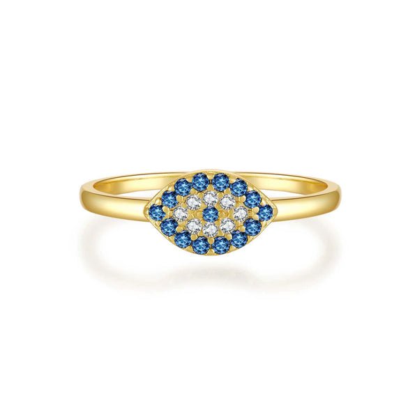 Classic S925 Sterling Silver Devil's Eye Blue Stone Ring Retro Stacked Jewelry Electroplated Platinum 18K Gold Unisex