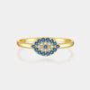 Classic S925 Sterling Silver Devil's Eye Blue Stone Ring Retro Stacked Jewelry Electroplated Platinum 18K Gold Unisex