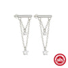 Classic S925 Sterling Silver Double Tassel Earrings With Geometric Pattern And Electroplating For Women
