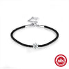 Classic Simple S925 Sterling Silver Women's Couple Bracelet With Single Diamond Geometric Design Electroplated