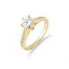Classic Sixclaw Diamond Ring For Women Geometric S925 Sterling Silver Jewelry With Zircon